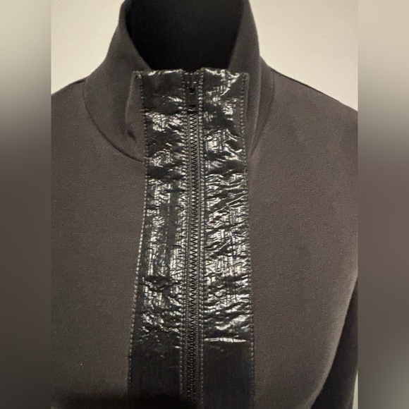 DZHAVAEL COUTURE Black Zip Bubble Hem Garbage Bag Like Fabric Slim Fit Jacket S - Picture 6 of 8